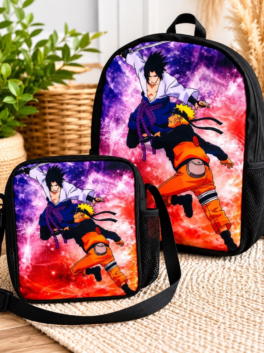 New Naruto Shippuden Boys Backpack Bookbag & Lunchbox